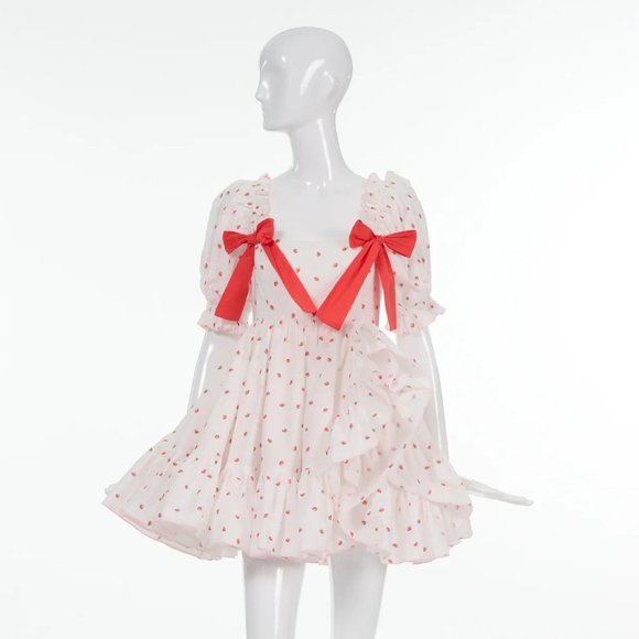 Selkie La Fraise Strawberry Print Buttercream Dress - M, XXL / NWOT - Picture 2 of 7